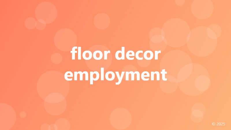 floor decor employment