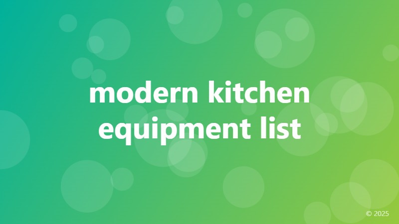 modern kitchen equipment list