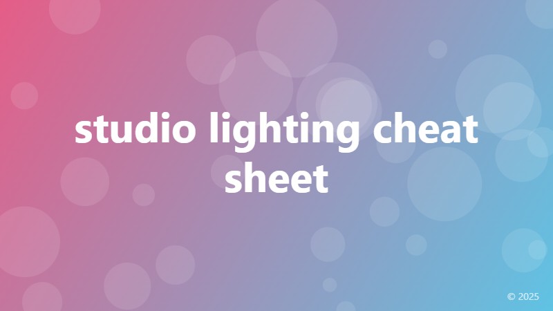 studio lighting cheat sheet
