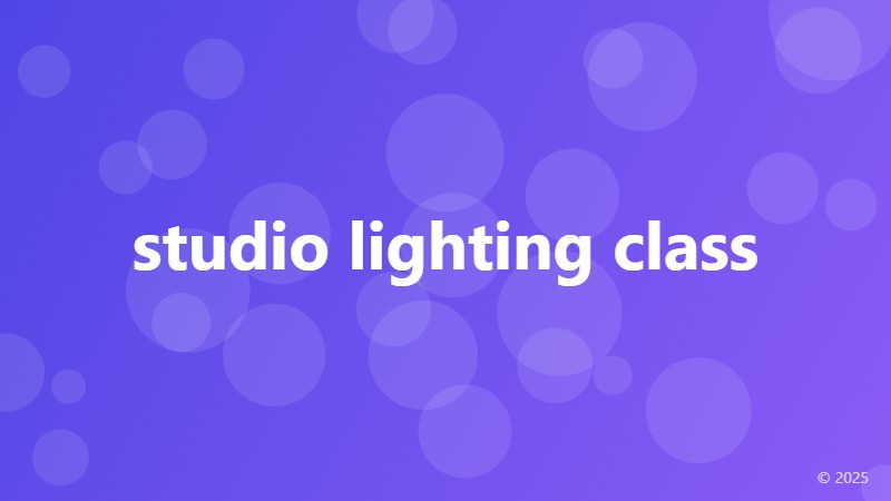 studio lighting class