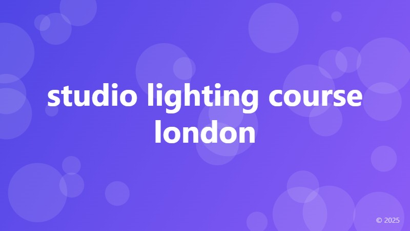 studio lighting course london