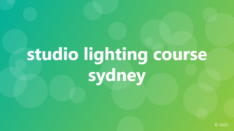 studio lighting course sydney