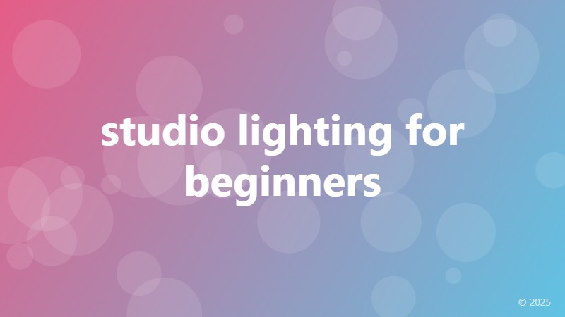 studio lighting for beginners